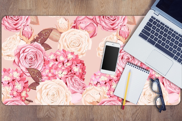 Full desk protector Roses and hydrangeas