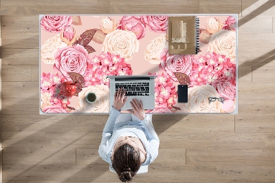 Full desk protector Roses and hydrangeas