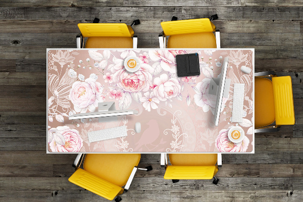 Large desk mat for children White roses