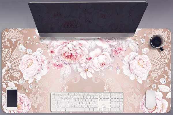 Large desk mat for children White roses