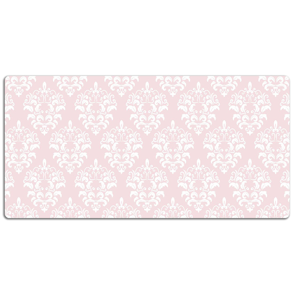 Large desk mat table protector pink Damask