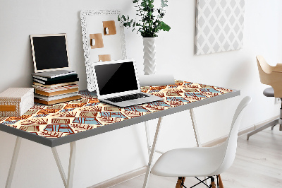 Full desk protector Ethnic brown pattern