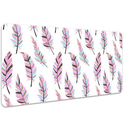 Large desk pad PVC protector pink feathers
