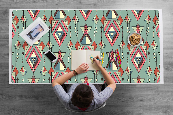 Large desk mat table protector Aztec pattern