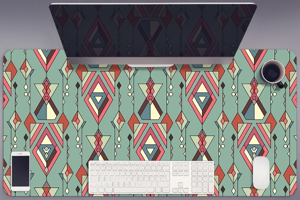 Large desk mat table protector Aztec pattern