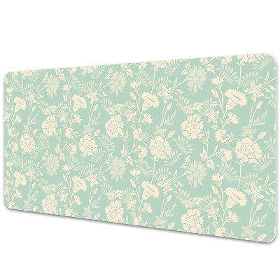 Large desk pad PVC protector white flowers