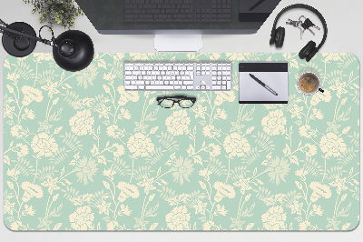 Large desk pad PVC protector white flowers