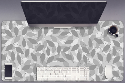 Large desk pad PVC protector gray leaves