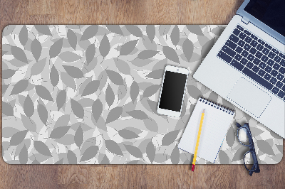 Large desk pad PVC protector gray leaves