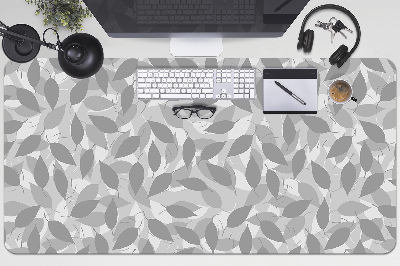 Large desk pad PVC protector gray leaves