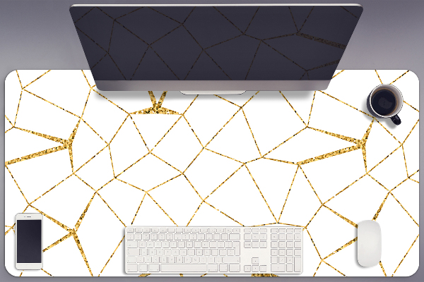 Large desk mat table protector gold mosaic