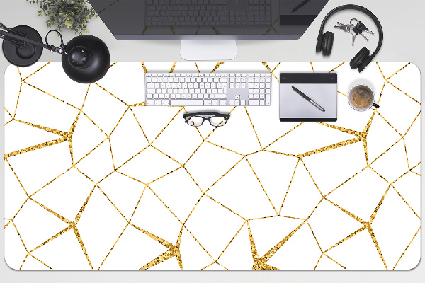 Large desk mat table protector gold mosaic