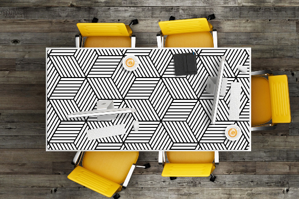 Desk mat geometric cubes