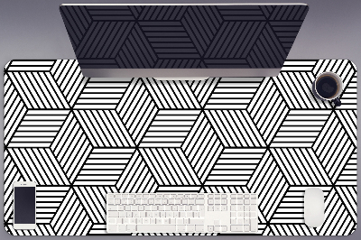 Desk mat geometric cubes