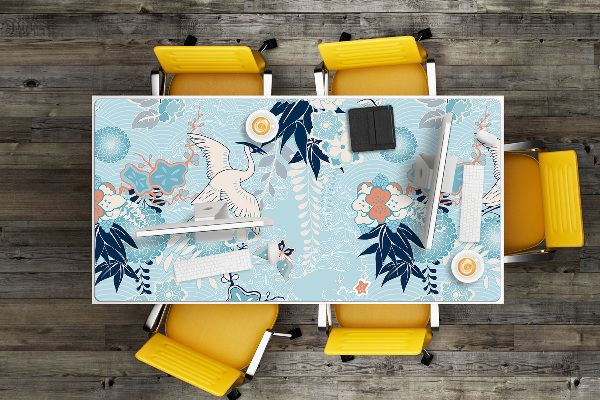 Full desk mat Crane and flowers
