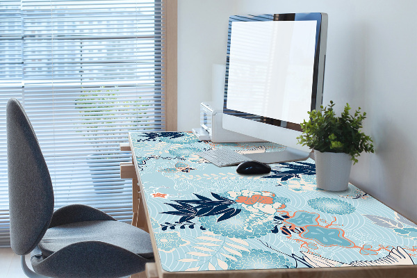 Full desk mat Crane and flowers