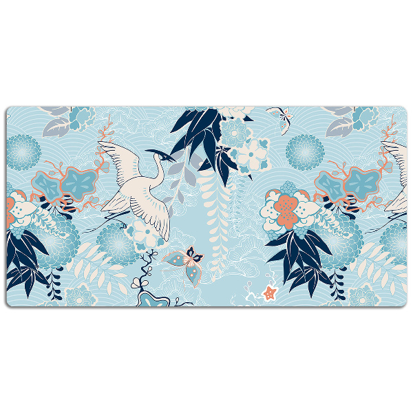 Full desk mat Crane and flowers