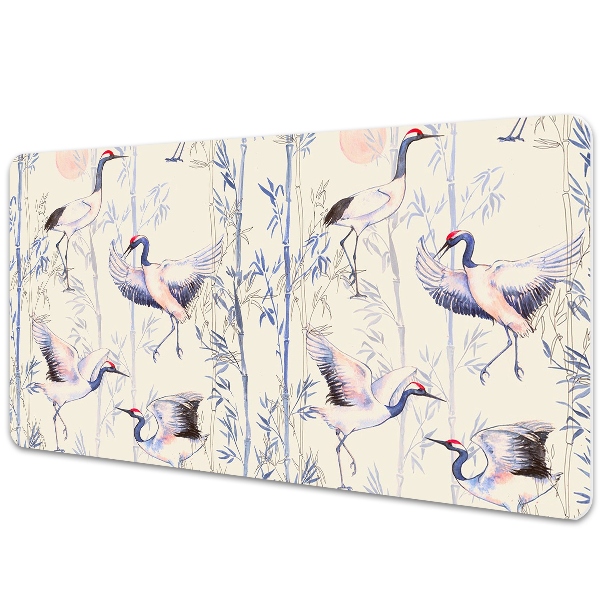 Large desk mat table protector dancing cranes