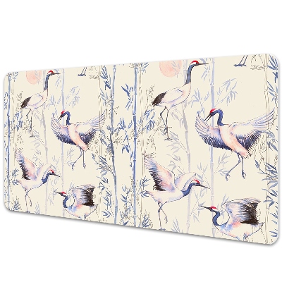 Large desk mat table protector dancing cranes