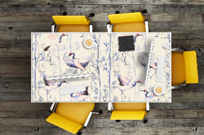 Large desk mat table protector dancing cranes