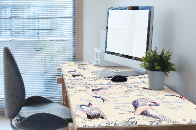 Large desk mat table protector dancing cranes