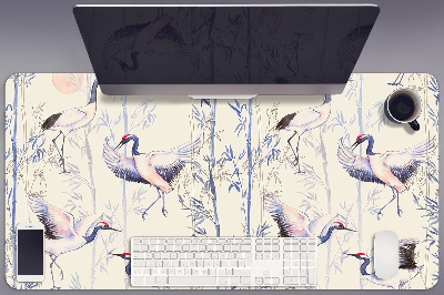 Large desk mat table protector dancing cranes