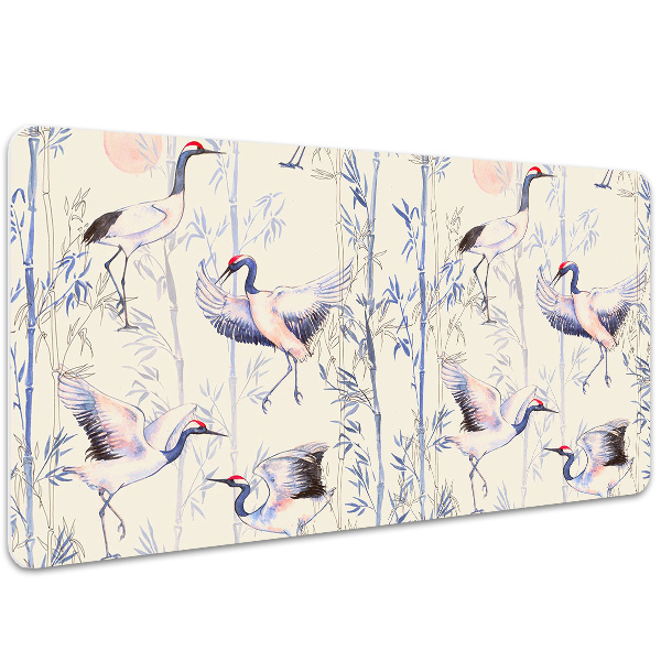 Large desk mat table protector dancing cranes