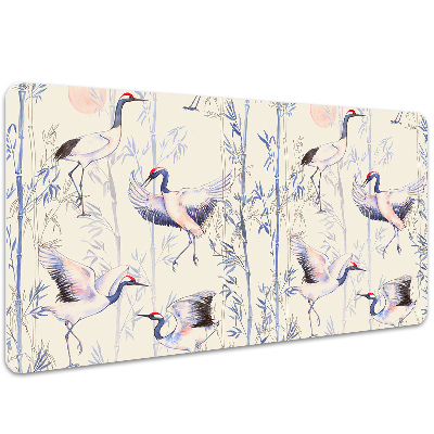 Large desk mat table protector dancing cranes