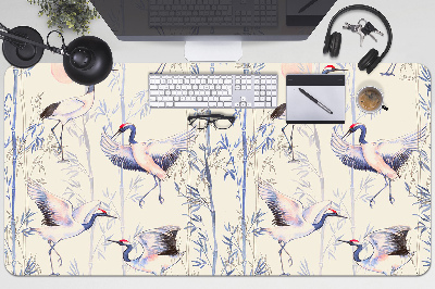 Large desk mat table protector dancing cranes