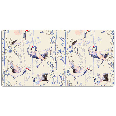 Large desk mat table protector dancing cranes