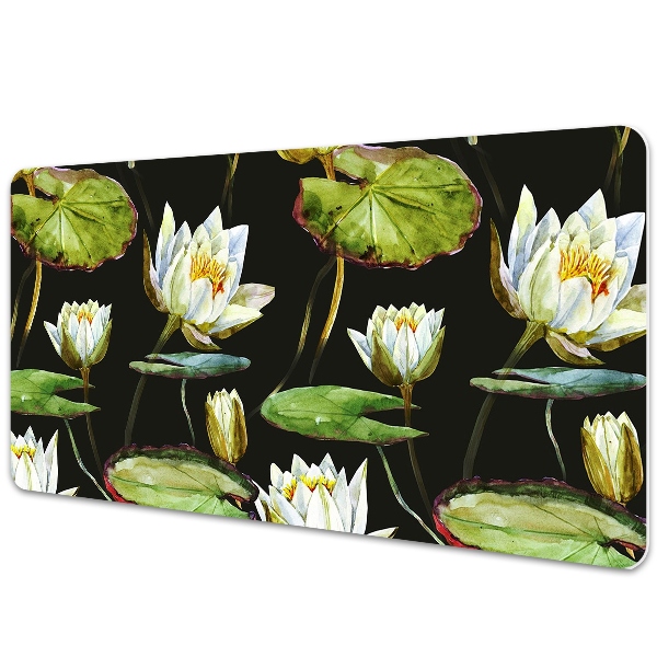 Large desk mat table protector lotus flowers