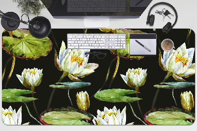 Large desk mat table protector lotus flowers