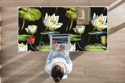 Large desk mat table protector lotus flowers