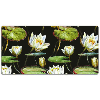 Large desk mat table protector lotus flowers