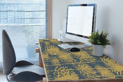 Large desk pad PVC protector flowers gold