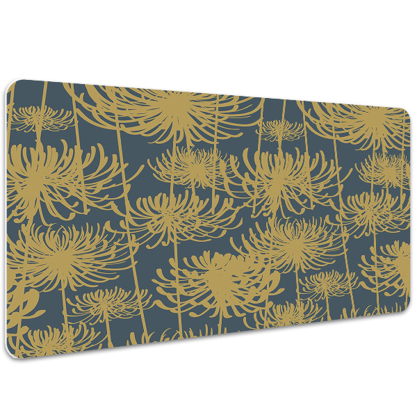 Large desk pad PVC protector flowers gold
