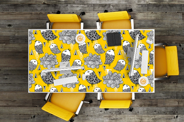 Large desk pad PVC protector doodle birds