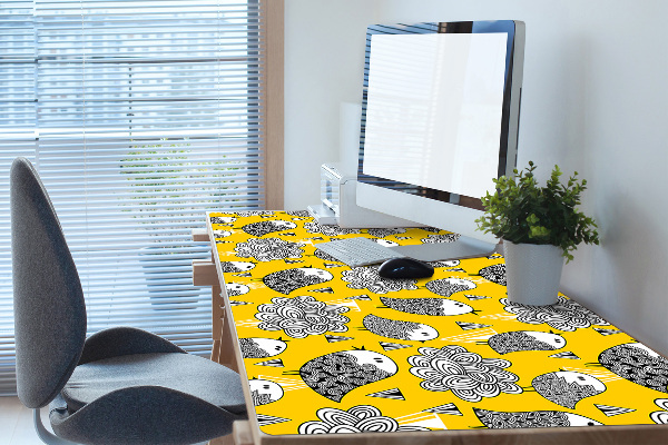 Large desk pad PVC protector doodle birds