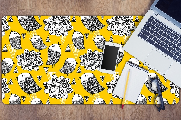 Large desk pad PVC protector doodle birds