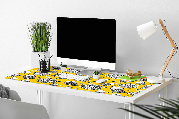 Large desk pad PVC protector doodle birds