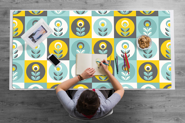 Large desk mat table protector floral pattern