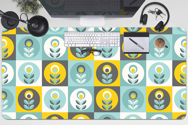 Large desk mat table protector floral pattern