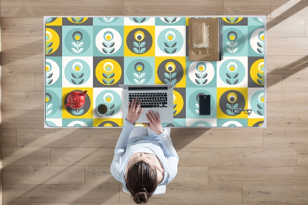 Large desk mat table protector floral pattern
