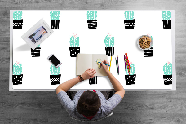 Large desk mat for children cacti