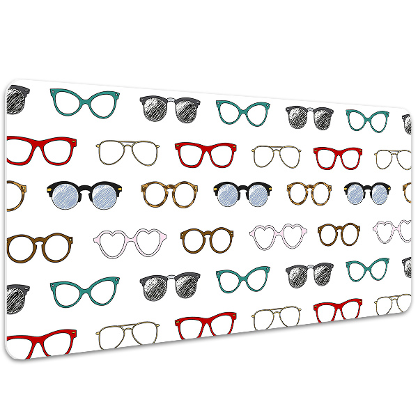 Large desk mat table protector retro glasses