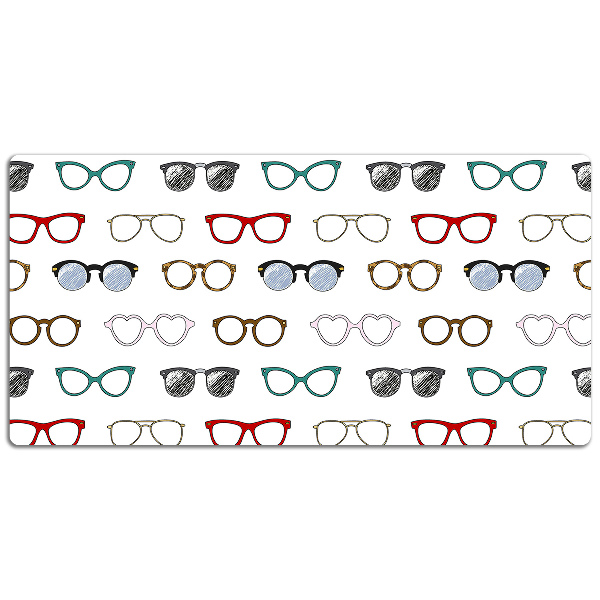 Large desk mat table protector retro glasses