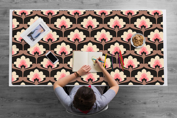 Large desk mat table protector floral pattern
