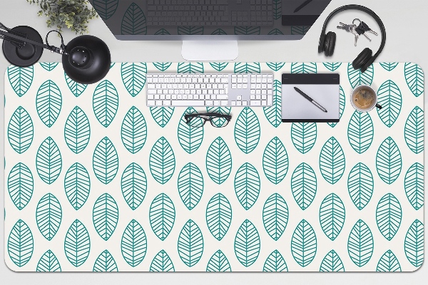 Large desk mat for children leaves pattern