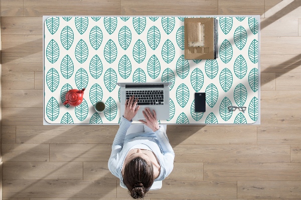 Large desk mat for children leaves pattern