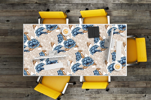 Full desk pad blue flowers